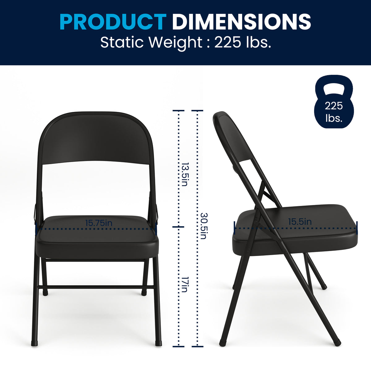 Black |#| Double Braced Black Metal Folding Chair - Event Chair - Portable Chair