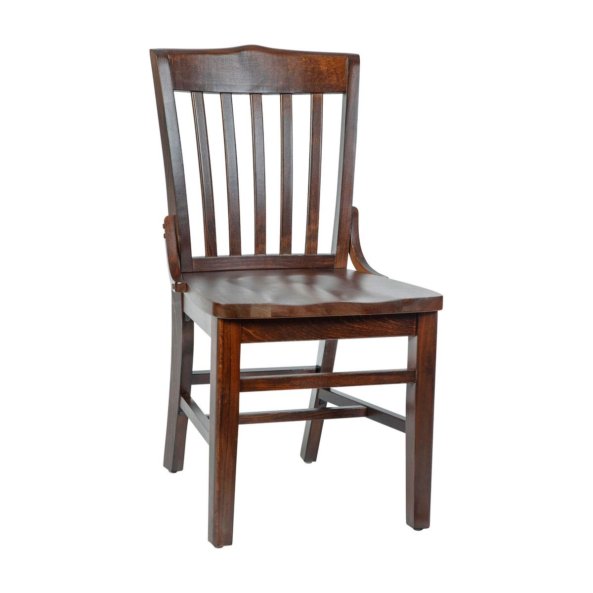 Walnut |#| School House Back Walnut Wood Restaurant Chair with Footrest