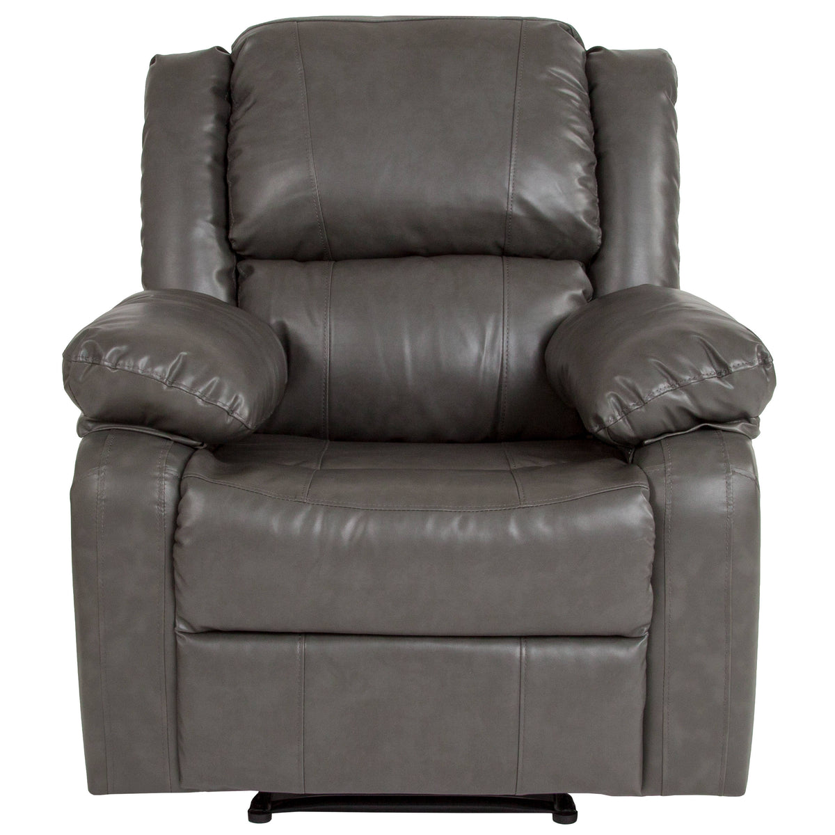 Gray LeatherSoft |#| Contemporary Gray LeatherSoft Pillow Back Recliner - Living Room Furniture