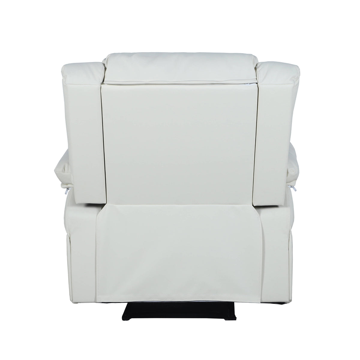 Cream LeatherSoft |#| Contemporary Cream LeatherSoft Pillow Back Recliner - Living Room Furniture