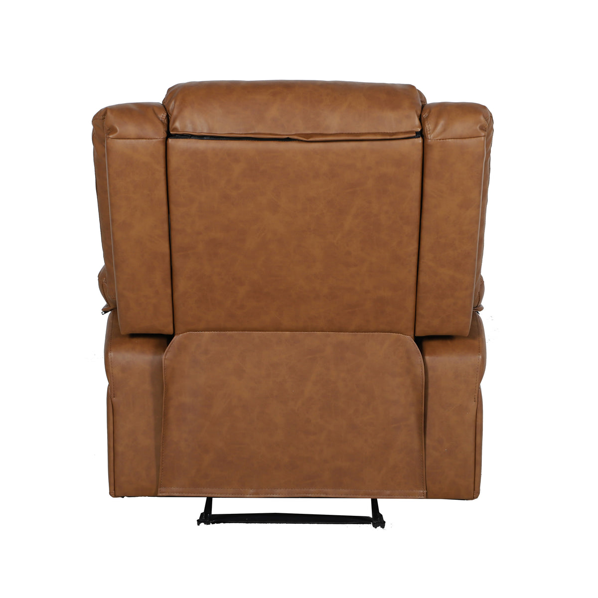 Cognac LeatherSoft |#| Contemporary Cognac LeatherSoft Pillow Back Recliner - Living Room Furniture