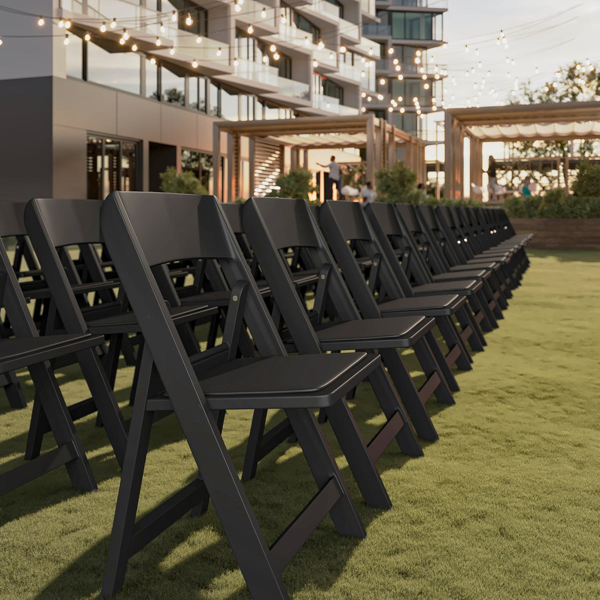 Black |#| Commercial Resin Folding Event Chair with Removable Vinyl Seat in Black