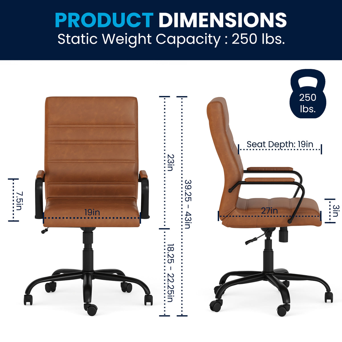 Brown LeatherSoft/Black Frame |#| High Back Brown LeatherSoft Executive Swivel Office Chair with Black Frame/Arms