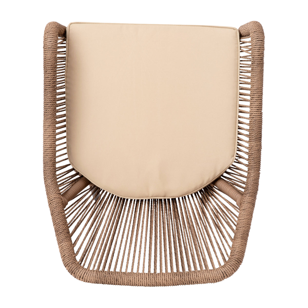 Ivory Cushion/Natural Frame |#| Woven Indoor/Outdoor Stacking Club Chairs in Natural - Ivory Cushions-Set of 2