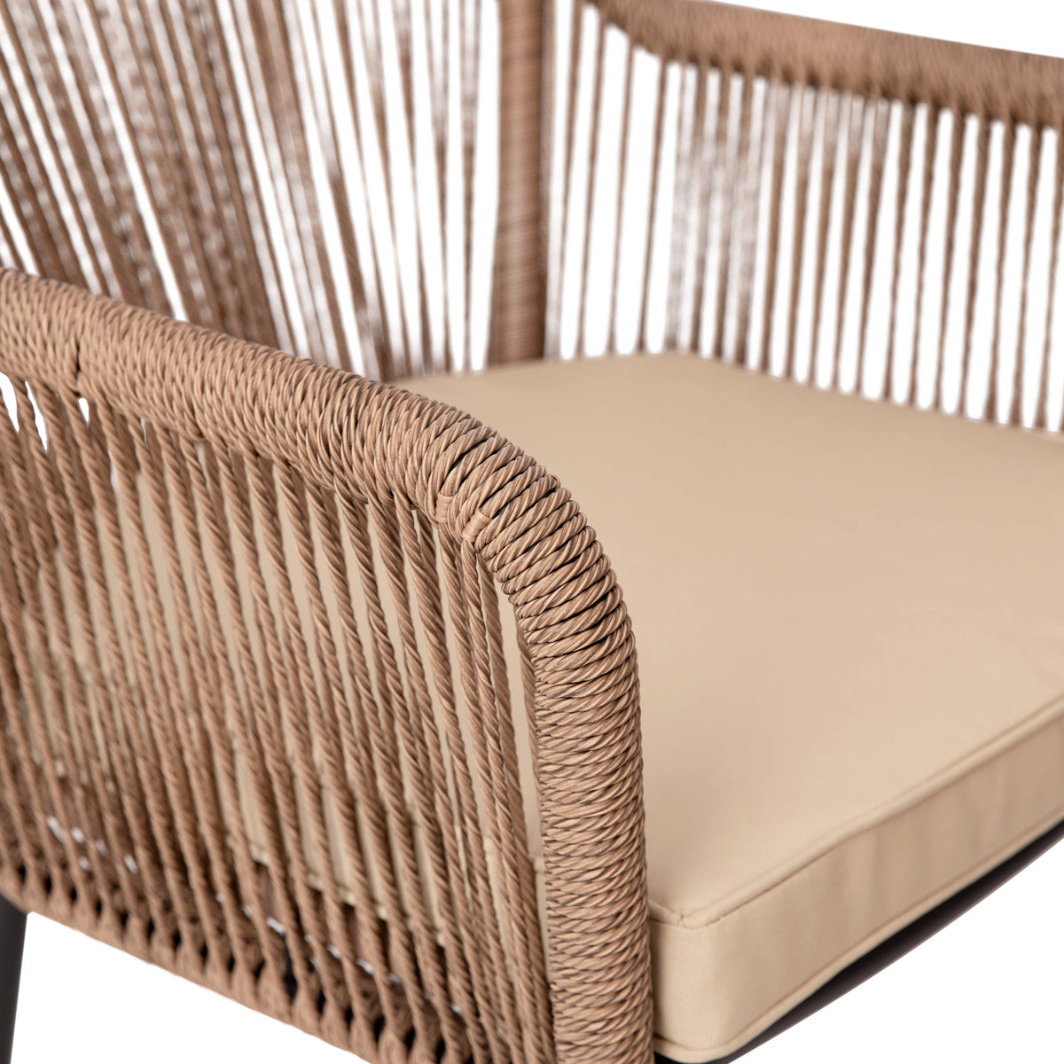 Ivory Cushion/Natural Frame |#| Woven Indoor/Outdoor Stacking Club Chairs in Natural - Ivory Cushions-Set of 2