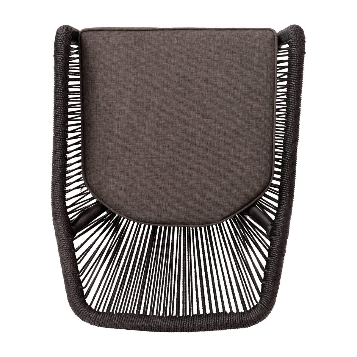 Gray Cushion/Black Frame |#| Woven Indoor/Outdoor Stacking Club Chairs in Black - Gray Cushions-Set of 2