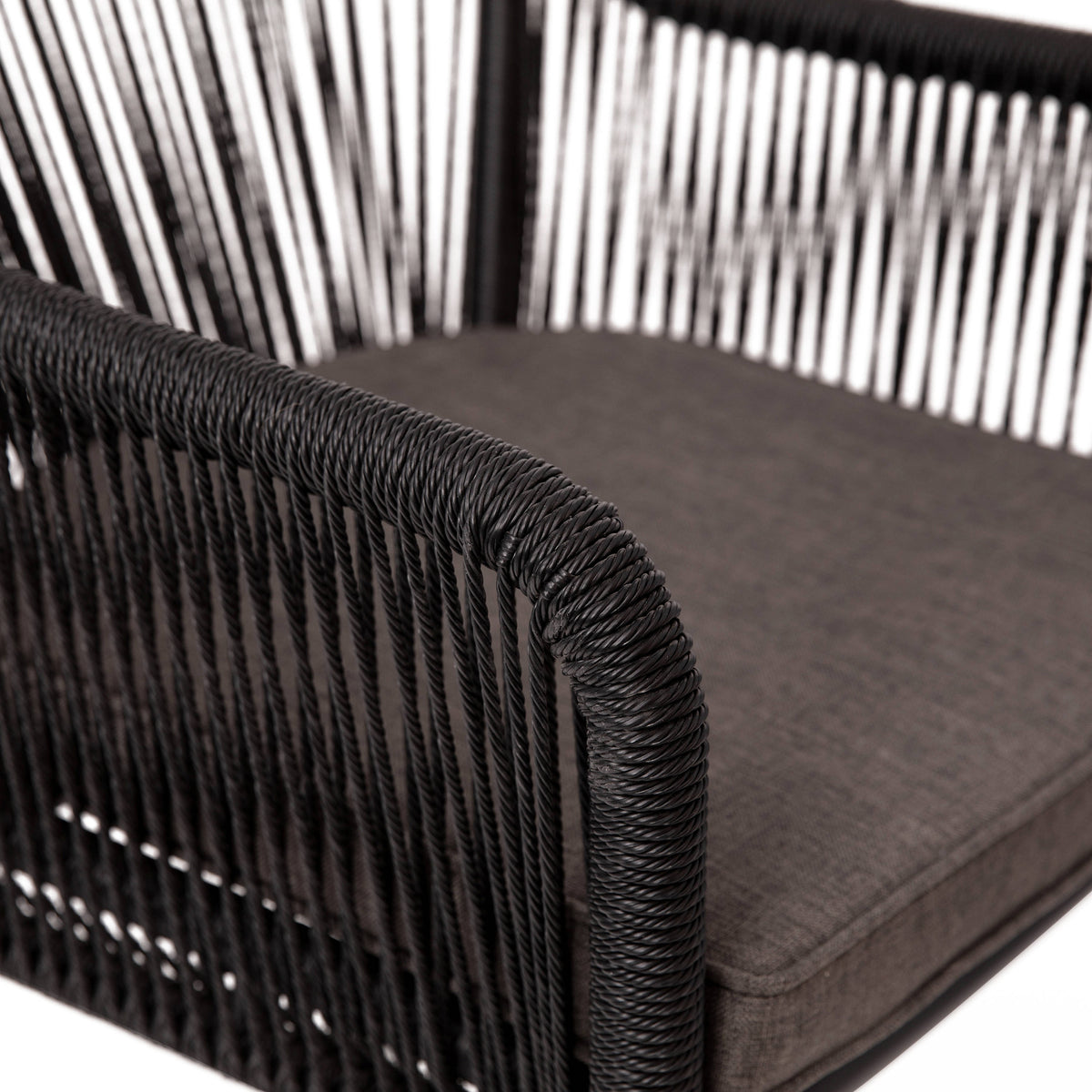 Gray Cushion/Black Frame |#| Woven Indoor/Outdoor Stacking Club Chairs in Black - Gray Cushions-Set of 2