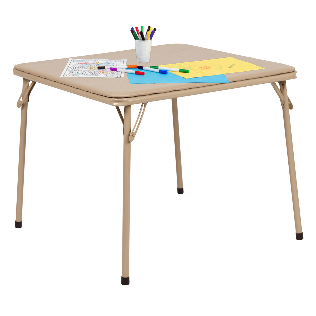 Tan |#| Kids Tan Folding Game and Activity Table - Toddler Table for Daycare Center