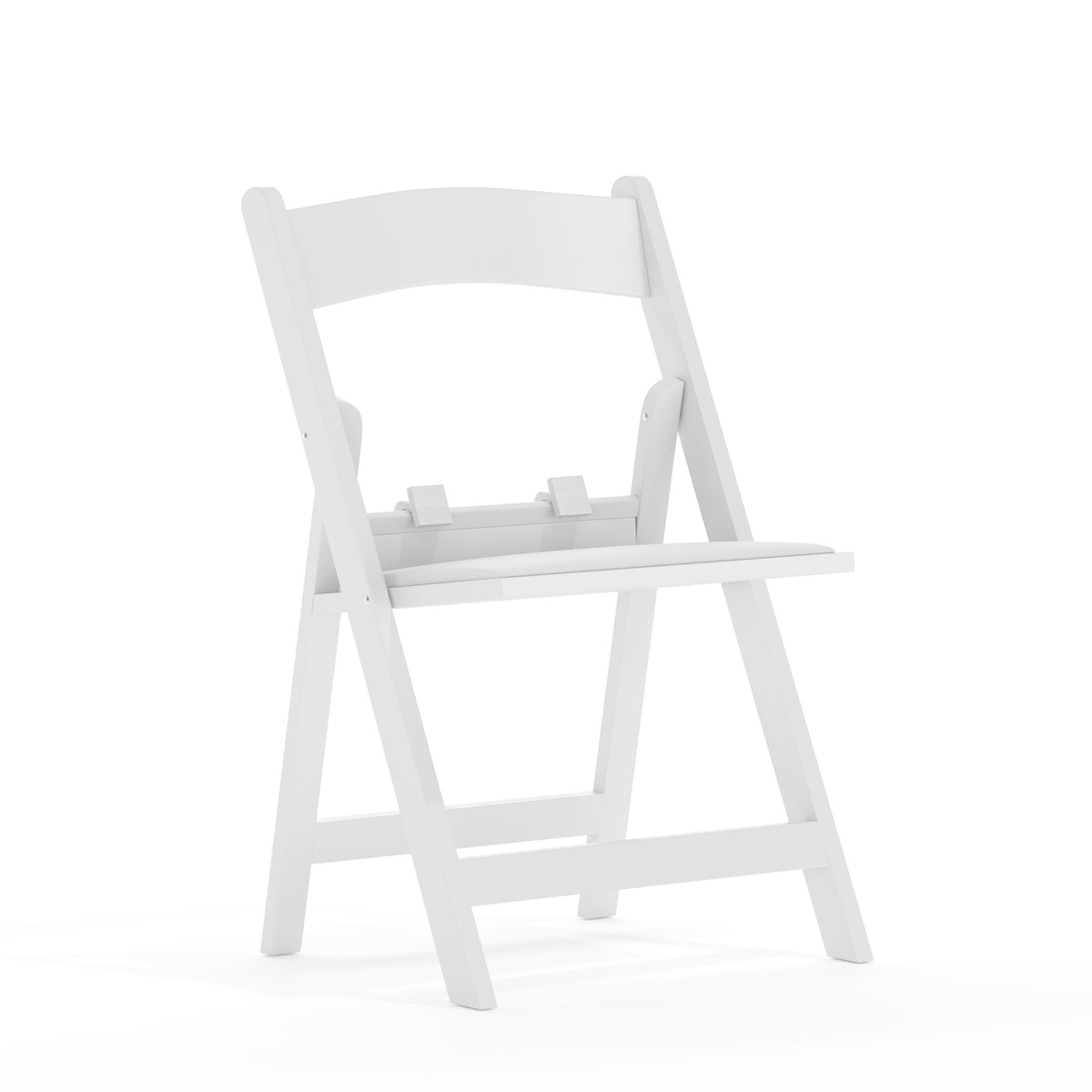 White |#| Kids White Resin Folding Chair with White Vinyl Padded Seat