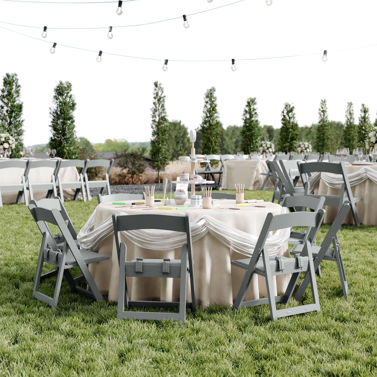 Gray |#| Kids Gray Resin Folding Chair with Gray Vinyl Padded Seat