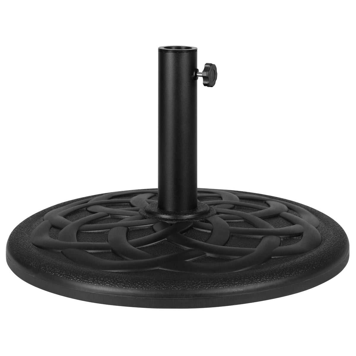 Black |#| Universal Black Cement Patio Umbrella Base - Weatherproof - 19.25" Diameter