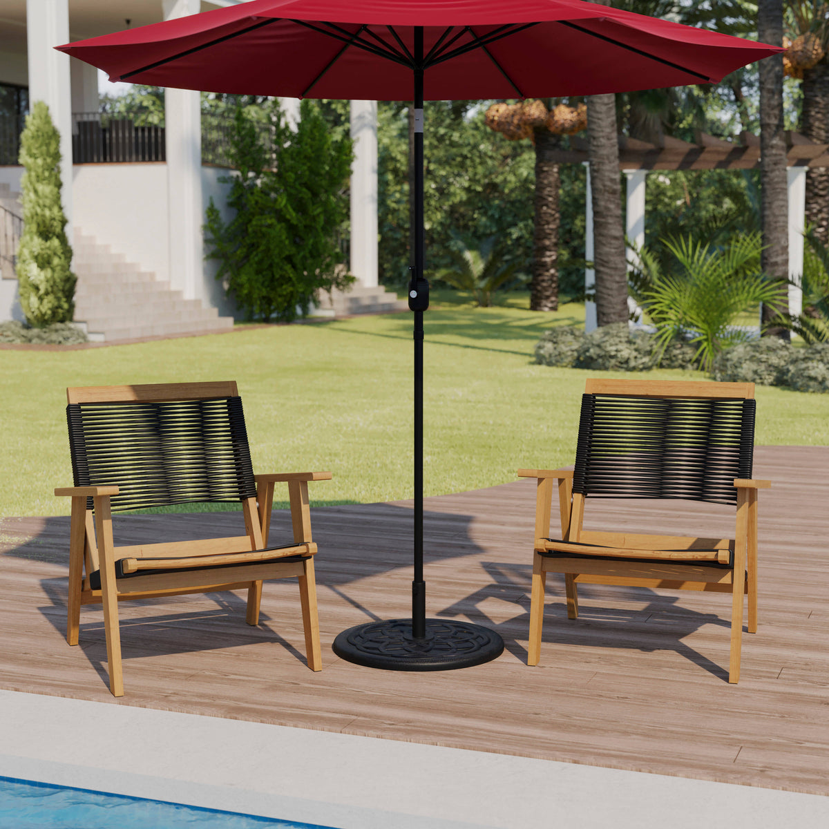 Bronze |#| Universal Bronze Cement Patio Umbrella Base - Weatherproof - 19.25" Diameter