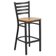Natural Wood Seat/Black Metal Frame