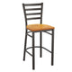 Natural Wood Seat/Distressed Gold Metal Frame