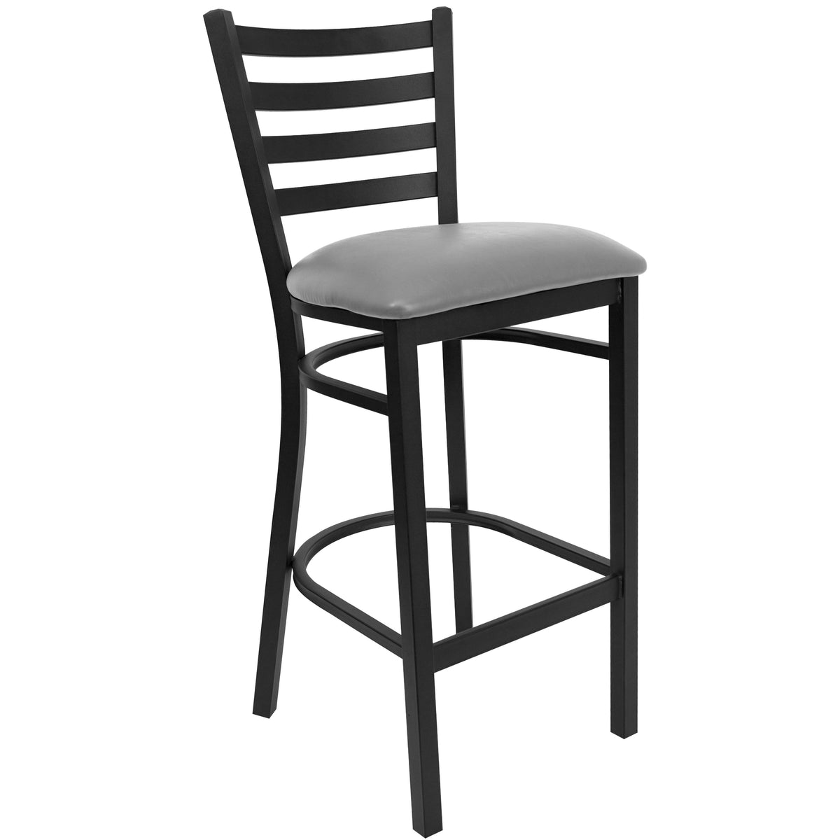 Custom Upholstery/Black Metal Frame |#| Black Ladder Back Metal Restaurant Barstool - Custom Upholstered Seat