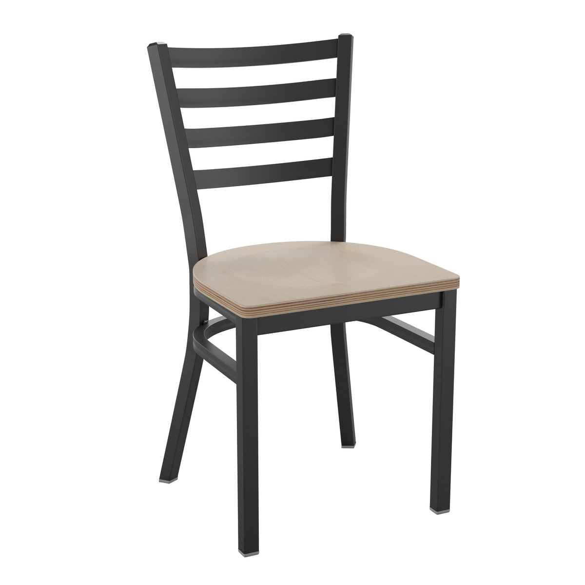 Antique White Wood Seat/Black Metal Frame |#| Black Ladder Back Metal Restaurant Chair - Antique White Wood Seat