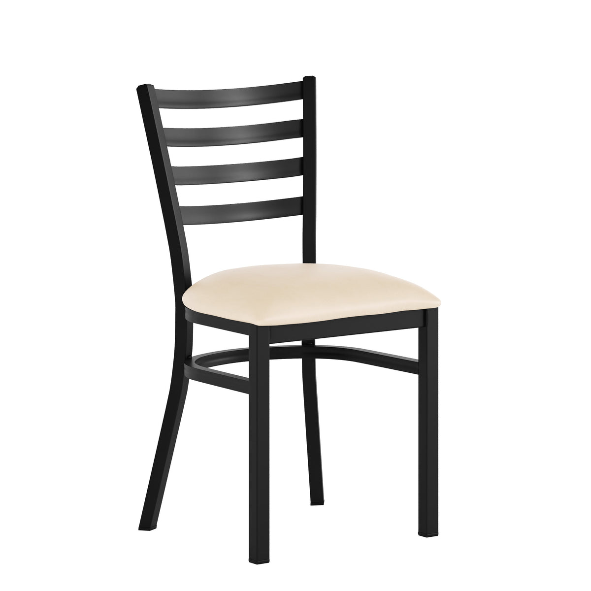 Tan Vinyl Seat/Black Metal Frame |#| Commercial Black Ladder Back Restaurant Chair with Tan Vinyl Seat