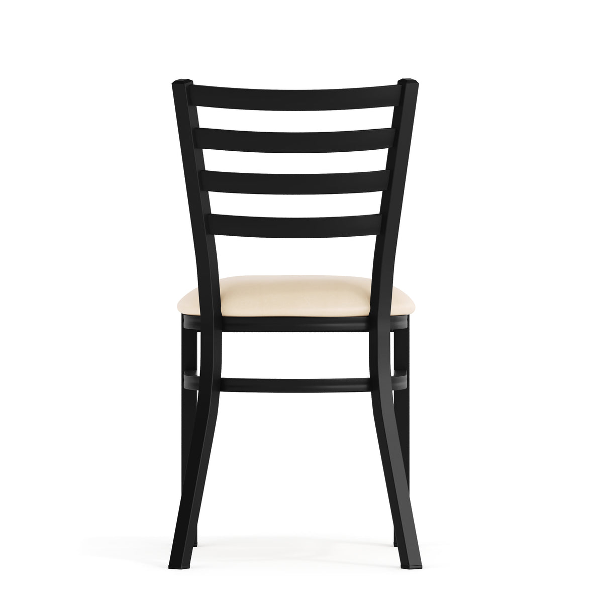 Tan Vinyl Seat/Black Metal Frame |#| Commercial Black Ladder Back Restaurant Chair with Tan Vinyl Seat