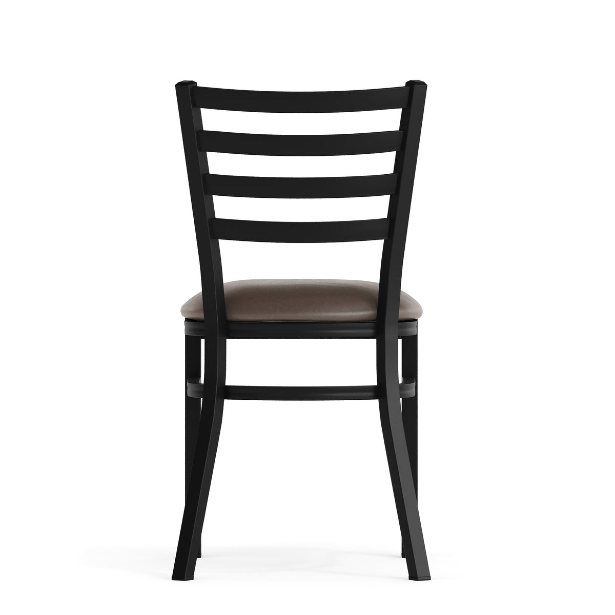 Mocha Vinyl Seat/Black Metal Frame |#| Commercial Black Ladder Back Restaurant Chair with Mocha Vinyl Seat