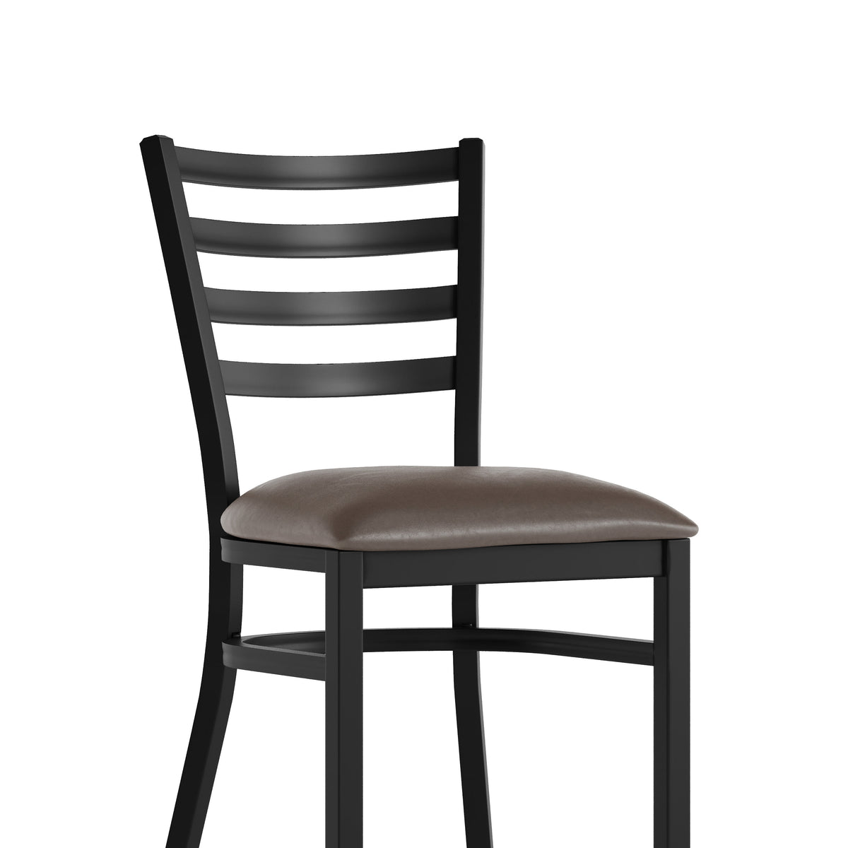 Mocha Vinyl Seat/Black Metal Frame |#| Commercial Black Ladder Back Restaurant Chair with Mocha Vinyl Seat
