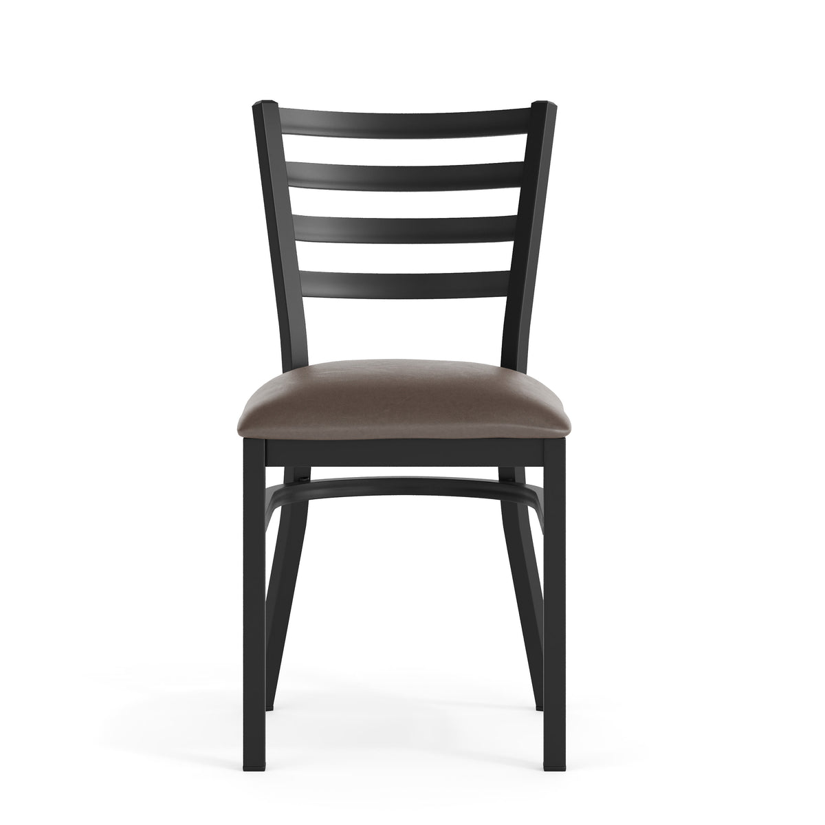 Mocha Vinyl Seat/Black Metal Frame |#| Commercial Black Ladder Back Restaurant Chair with Mocha Vinyl Seat