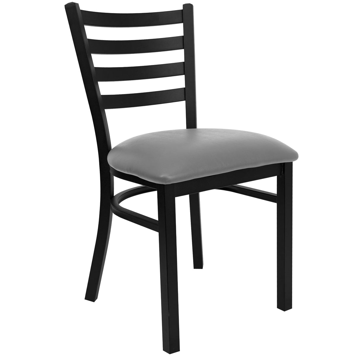 Custom Upholstery/Black Metal Frame |#| Black Ladder Back Metal Restaurant Chair - Custom Upholstered Seat