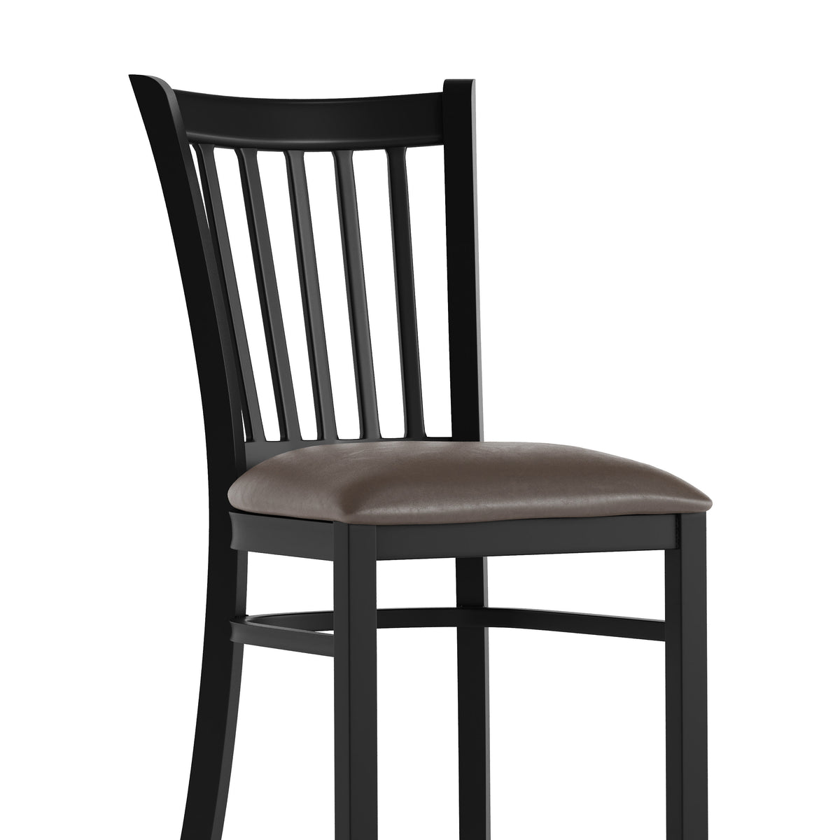 Mocha Vinyl Seat/Black Metal Frame |#| Commercial Black Ladder Back Restaurant Chair with Mocha Vinyl Seat
