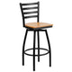 Natural Wood Seat/Black Metal Frame