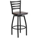 Walnut Wood Seat/Black Metal Frame