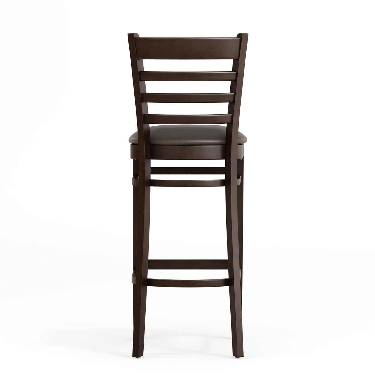 Mocha Vinyl Seat/Walnut Wood Frame |#| Commercial Ladder Back Walnut Wood Restaurant Barstool - Mocha Vinyl Seat