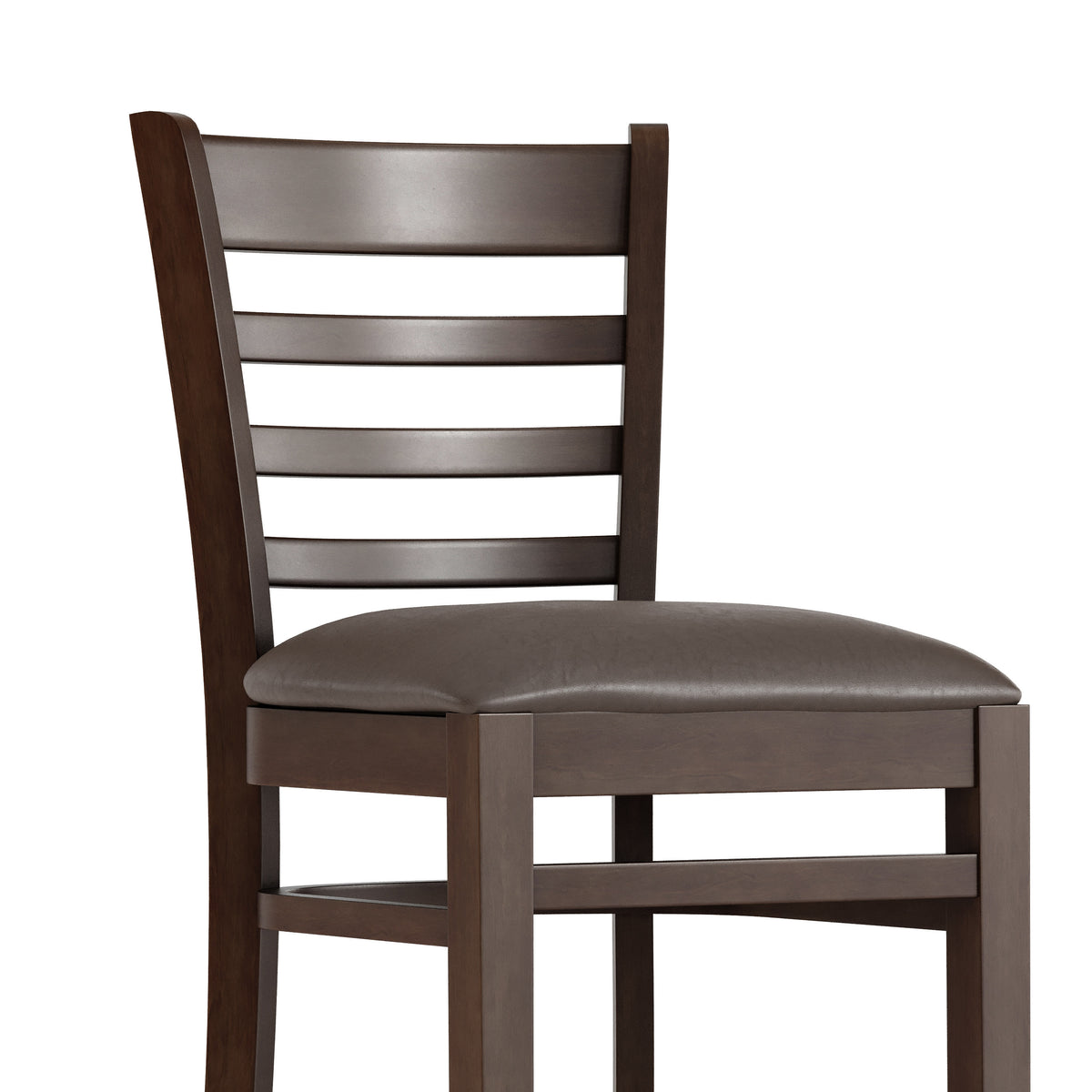 Mocha Vinyl Seat/Walnut Wood Frame |#| Commercial Ladder Back Walnut Wood Restaurant Barstool - Mocha Vinyl Seat