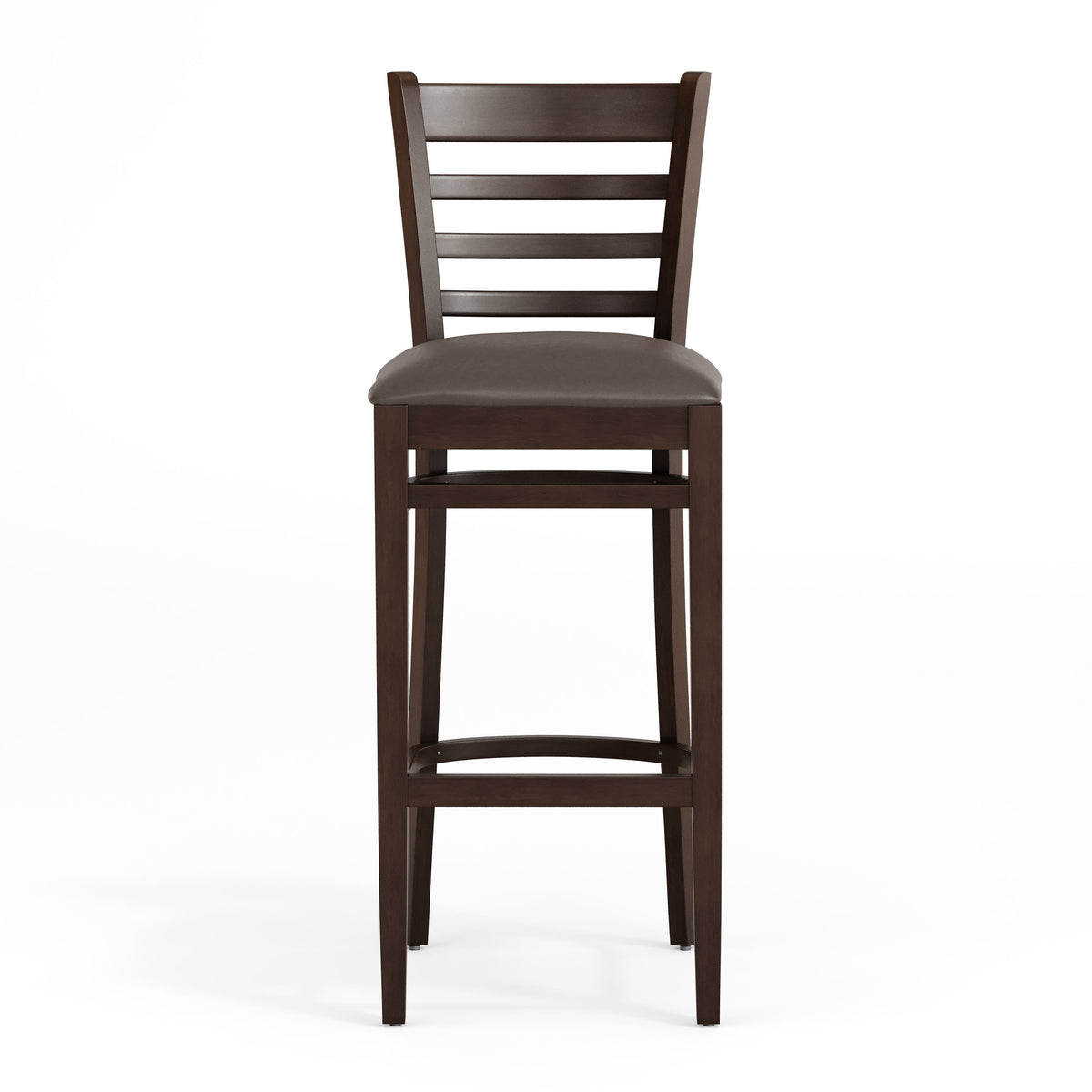 Mocha Vinyl Seat/Walnut Wood Frame |#| Commercial Ladder Back Walnut Wood Restaurant Barstool - Mocha Vinyl Seat