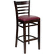 Burgundy Vinyl Seat/Walnut Wood Frame