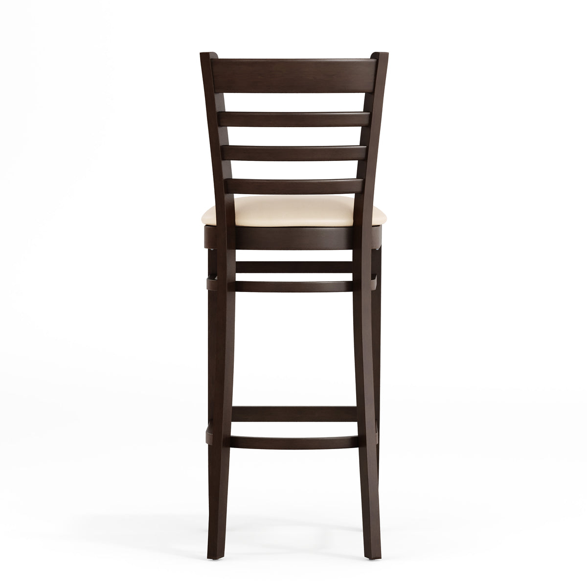 Tan Vinyl Seat/Walnut Wood Frame |#| Commercial Ladder Back Walnut Wood Restaurant Barstool - Tan Vinyl Seat