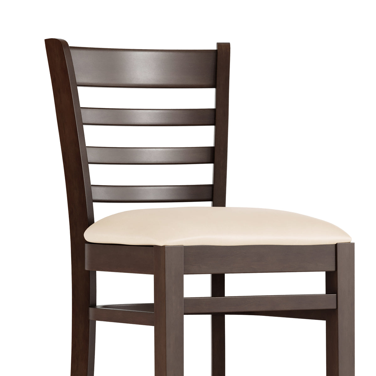 Tan Vinyl Seat/Walnut Wood Frame |#| Commercial Ladder Back Walnut Wood Restaurant Barstool - Tan Vinyl Seat