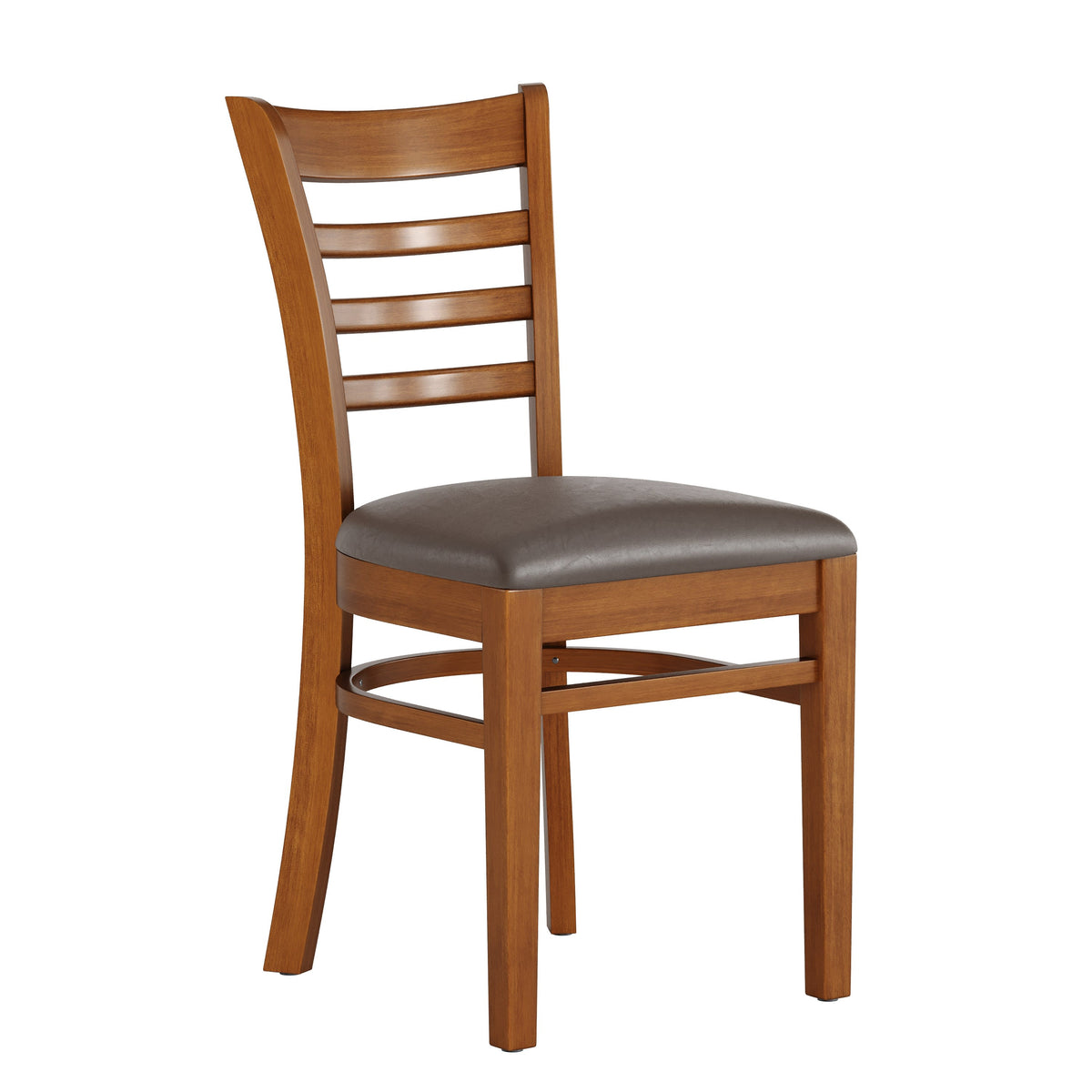 Mocha Vinyl Seat/Cherry Wood Frame |#| Commercial Ladder Back Cherry Wood Restaurant Chair - Mocha Vinyl Seat