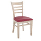 Burgundy Vinyl Seat/Antique White Wood Frame