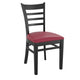 Burgundy Vinyl Seat/Black Wood Frame