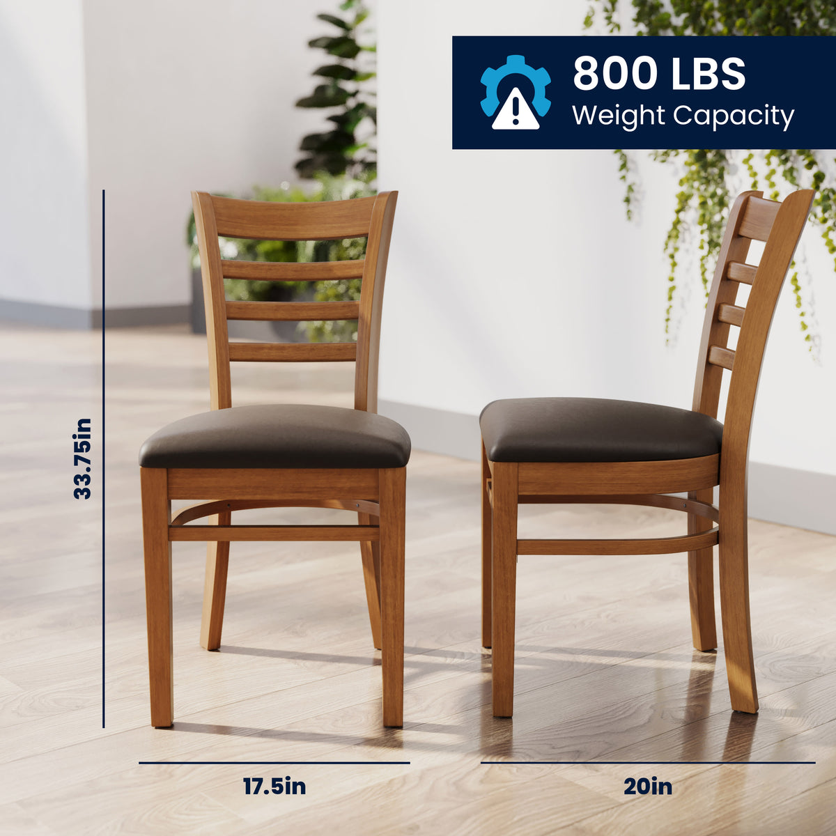 Mocha Vinyl Seat/Cherry Wood Frame |#| Commercial Ladder Back Cherry Wood Restaurant Chair - Mocha Vinyl Seat