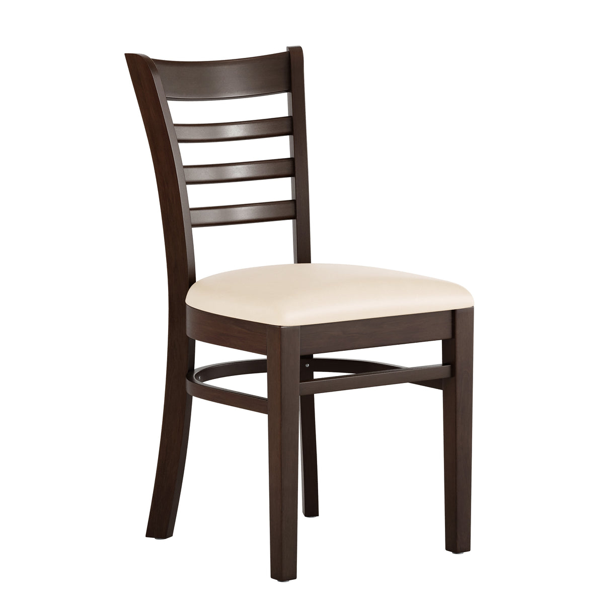 Tan Vinyl Seat/Walnut Wood Frame |#| Commercial Ladder Back Walnut Wood Restaurant Chair - Tan Vinyl Seat