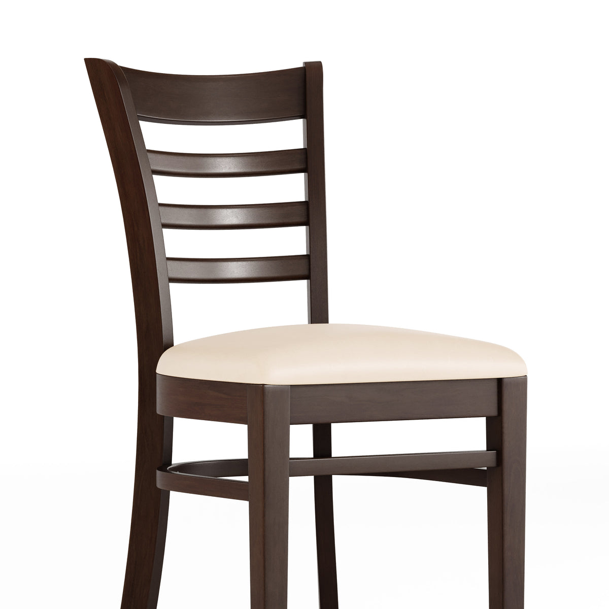 Tan Vinyl Seat/Walnut Wood Frame |#| Commercial Ladder Back Walnut Wood Restaurant Chair - Tan Vinyl Seat