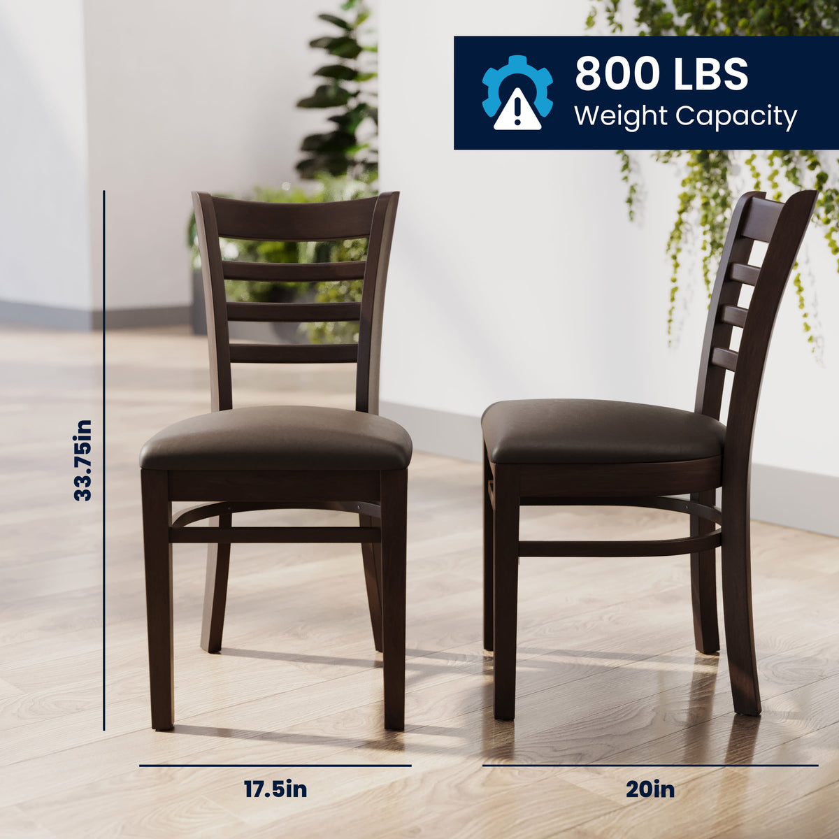 Mocha Vinyl Seat/Walnut Wood Frame |#| Commercial Ladder Back Walnut Wood Restaurant Chair - Mocha Vinyl Seat