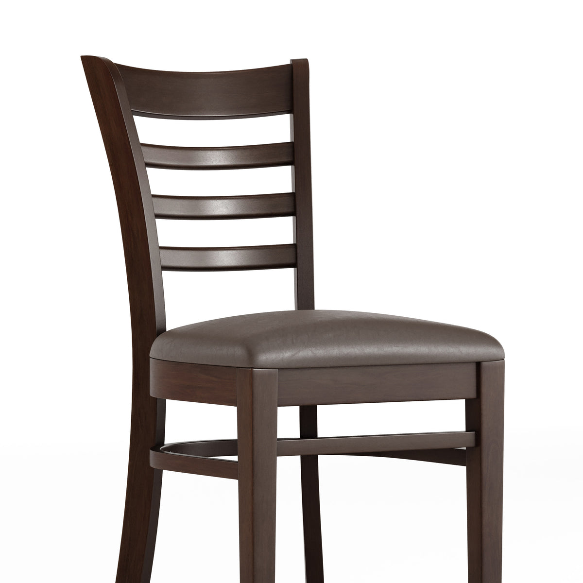 Mocha Vinyl Seat/Walnut Wood Frame |#| Commercial Ladder Back Walnut Wood Restaurant Chair - Mocha Vinyl Seat