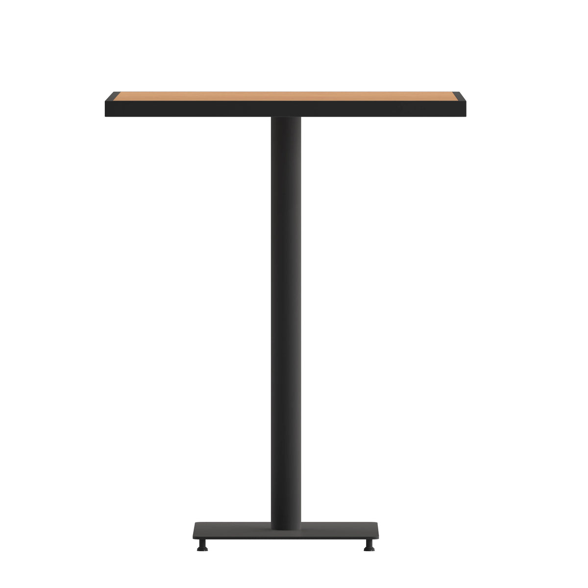 Teak |#| Indoor/Outdoor 32" Square Bar Height Dining Table with Poly Slats in Faux Teak