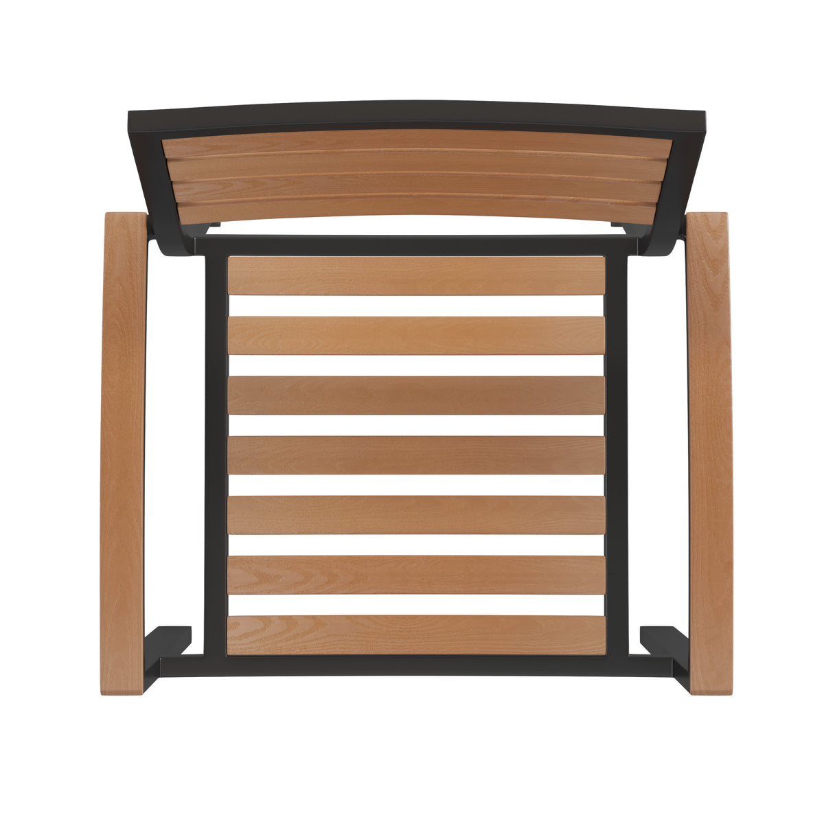 2 Faux Teak Accented Club Chairs - 30" Square Faux Teak Patio Table Set