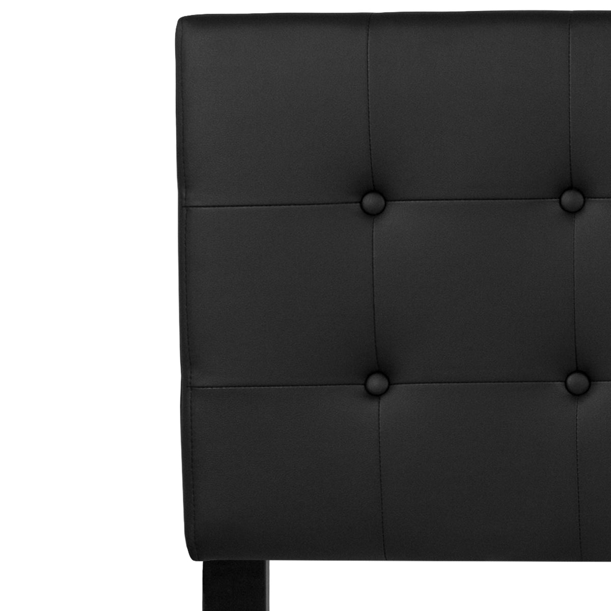Black,Queen |#| Adjustable Height Button Tufted Upholstered Queen Size Headboard in Black Vinyl