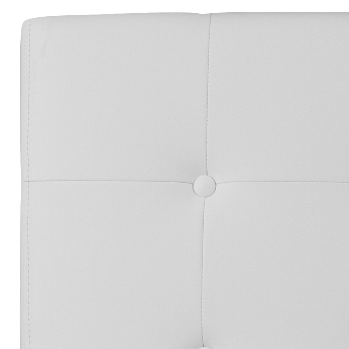 White,Twin |#| Adjustable Height Button Tufted Upholstered Twin Size Headboard in White Vinyl