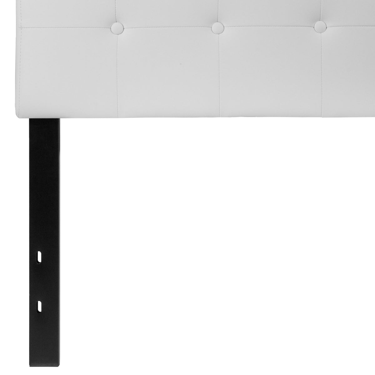 White,Twin |#| Adjustable Height Button Tufted Upholstered Twin Size Headboard in White Vinyl