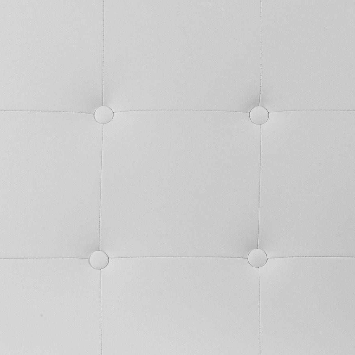 White,Twin |#| Adjustable Height Button Tufted Upholstered Twin Size Headboard in White Vinyl