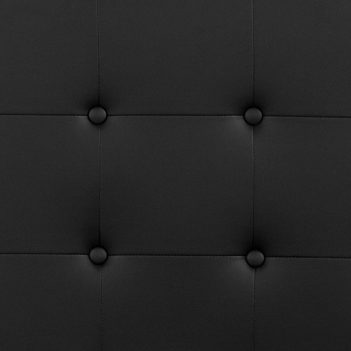 Black,King |#| Adjustable Height Button Tufted Upholstered King Size Headboard in Black Vinyl